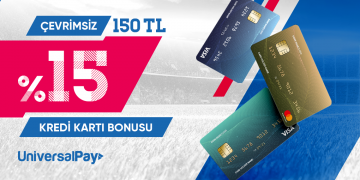 Betlike 15% Universal Kredi Kartı Çevrimsiz Bonusu 150 TL betlike-kredi-karti-yatirim-bonusu